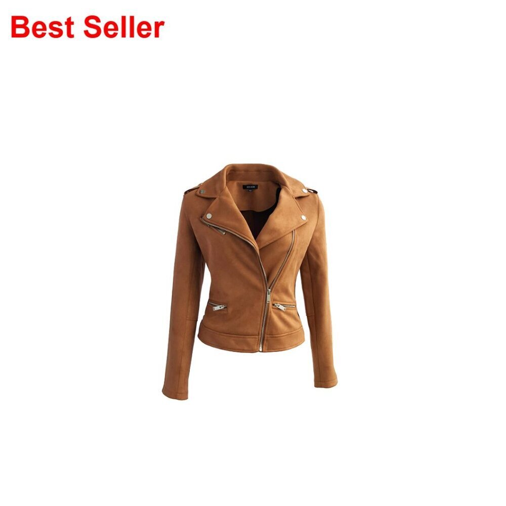 Faux Suede Jacket Long Sleeve Zipper Casual Outwear